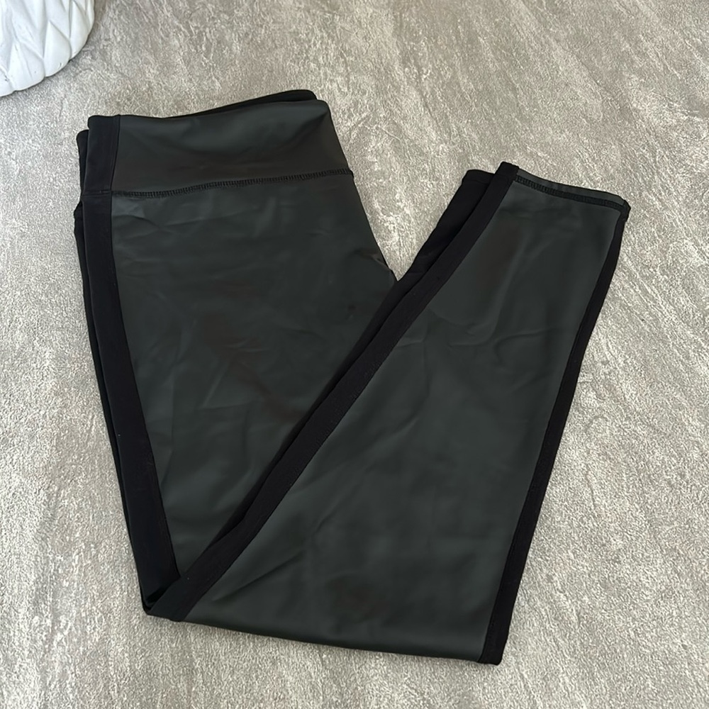 Athleta Gleam Faux Leather Front Panel Leggings L